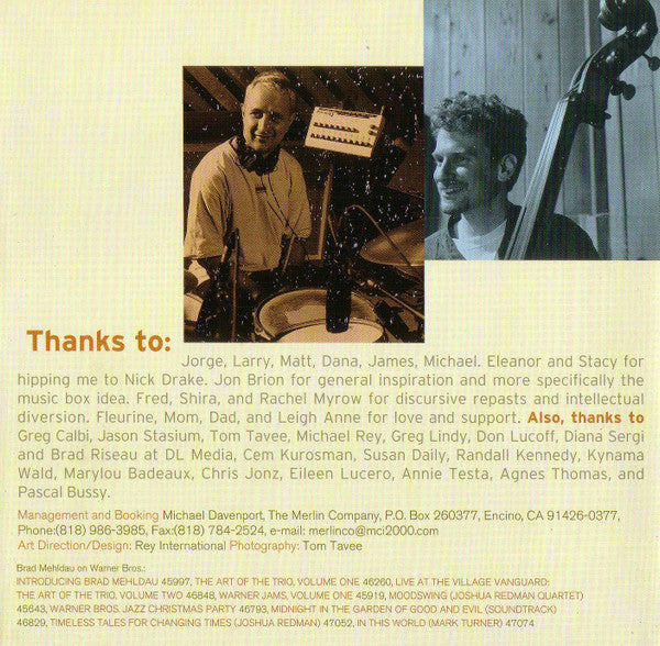 Brad Mehldau - Songs (The Art Of The Trio Volume Three) (CD) - Discogs image 6
