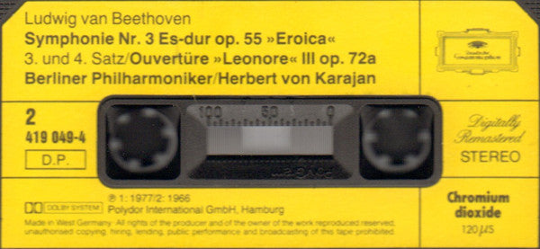 Ludwig van Beethoven, Herbert von Karajan, Berliner Philharmoniker - Symphony No. 3 »Eroica« & Overture »Leonore III« (Cassette) - Discogs image 5