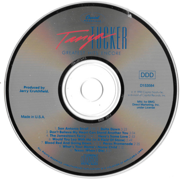 Tanya Tucker - Greatest Hits Encore (CD) - Discogs image 3