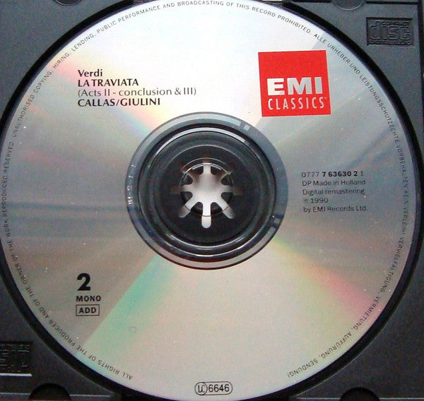 Giuseppe Verdi / Maria Callas, Giuseppe di Stefano, Ettore Bastianini, Coro Del Teatro Alla Scala E Orchestra Del Teatro Alla Scala, Carlo Maria Giulini - La Traviata (2xCD) - Discogs image 4