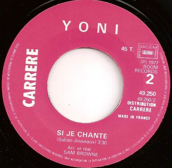 Yoni (8) - Je T'aime Comme Ça (7") - Discogs image 4