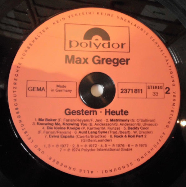 Max Greger - Gestern Heute (LP) - Discogs image 4
