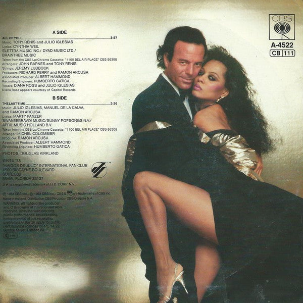 Julio Iglesias, Diana Ross - All Of You (7") - Discogs image 2