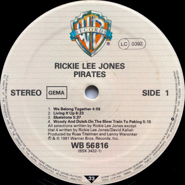 Rickie Lee Jones - Pirates (LP) - Discogs image 3