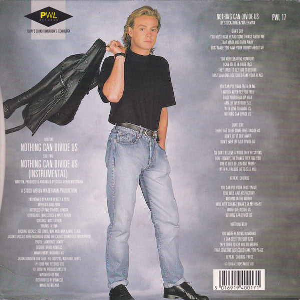 Jason Donovan - Nothing Can Divide Us (7") - Discogs image 2
