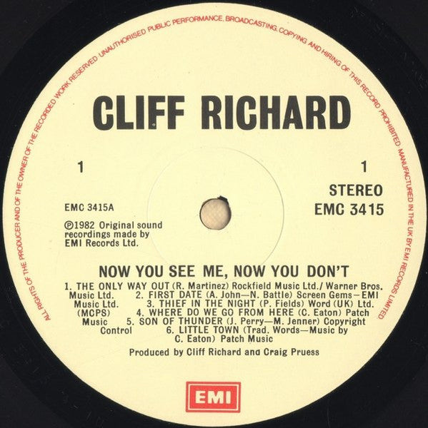 Cliff Richard - Now You See Me... ...Now You Don't (LP) - Discogs image 3