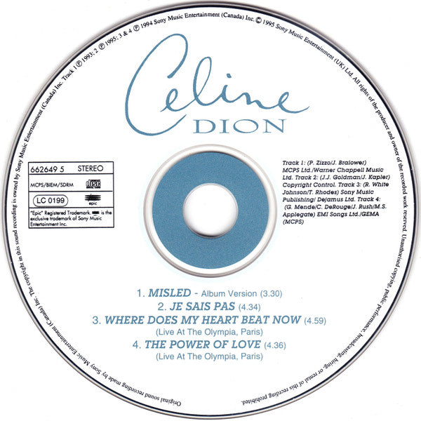 Céline Dion - Misled (CD) - Discogs image 4