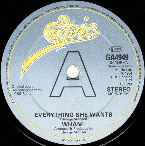 Wham! - Last Christmas / Everything She Wants (7") - Discogs image 5