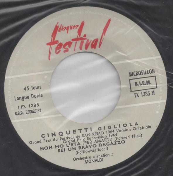 Gigliola Cinquetti - Non Ho L'eta - Version Originale (7") - Discogs image 3