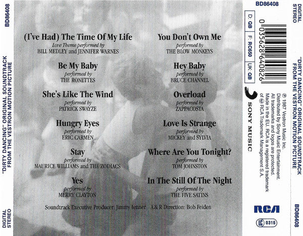 Various - Dirty Dancing (Selections From The Original Soundtrack From The Vestron Motion Picture) (CD) - Discogs image 2