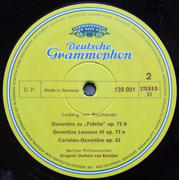 Franz Schubert / Ludwig van Beethoven : Berliner Philharmoniker · Herbert von Karajan - Symphonie Nr. 8 »Unvollendete« / Fidelio · Leonore III · Coriolan (Ouvertüren) (LP) - Discogs image 4