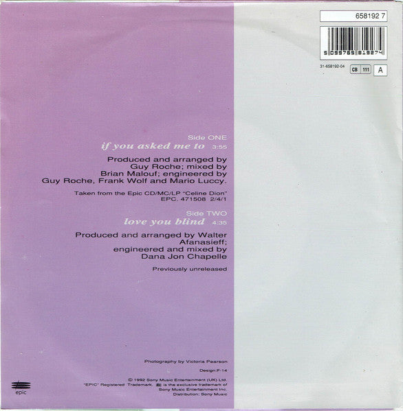 Céline Dion - If You Asked Me To (7") - Discogs image 2
