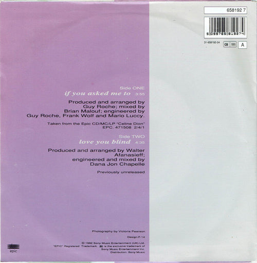 Céline Dion - If You Asked Me To (7") - Discogs image 2