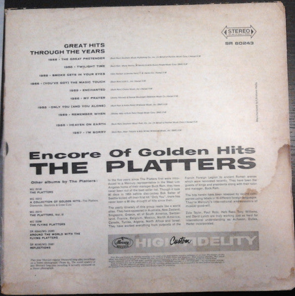 Platters, The - Encore Of Golden Hits (LP) - Discogs image 2