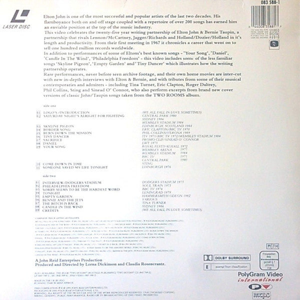 Various - Two Rooms - Celebrating The songs Of Elton John & Bernie Taupin (Laserdisc) - Discogs image 2