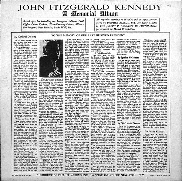 John F. Kennedy - A Memorial Album (LP) - Discogs image 2