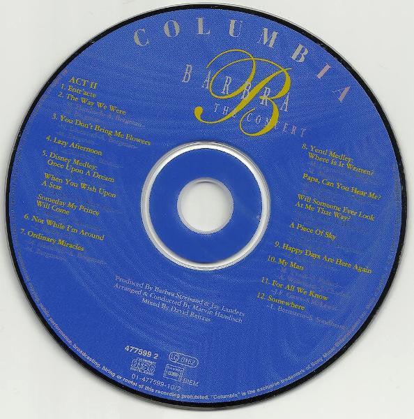 Barbra Streisand - The Concert (2xCD) - Discogs image 5