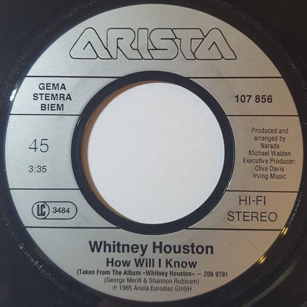 Whitney Houston - Saving All My Love For You / How Will I Know (7") - Discogs image 4