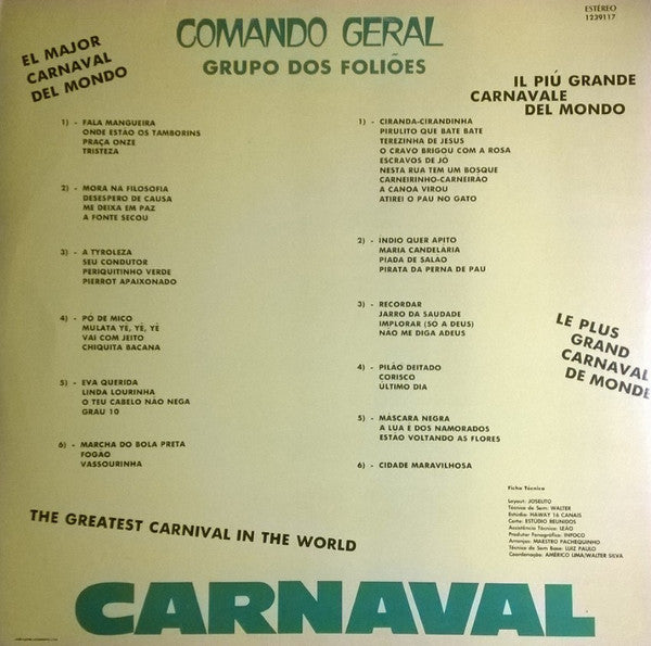 Grupo Dos Foliões - Folia 79 - Comando Geral (LP) - Discogs image 2