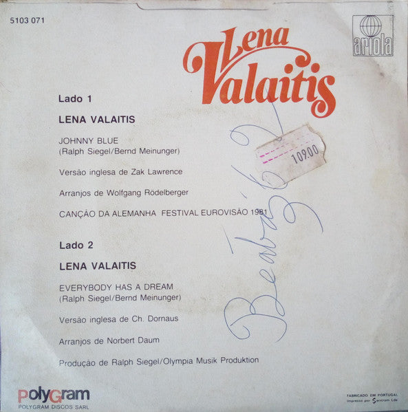 Lena Valaitis - Johnny Blue (7") - Discogs image 2