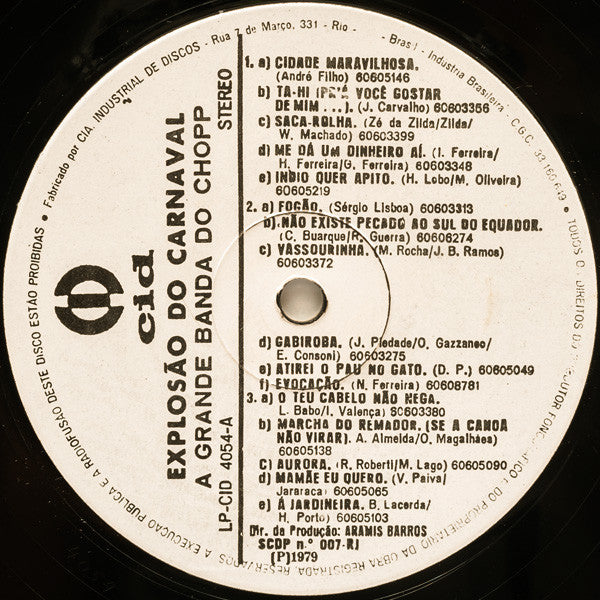 A Grande Banda Do Chopp - Explosão Do Carnaval (LP) - Discogs image 3
