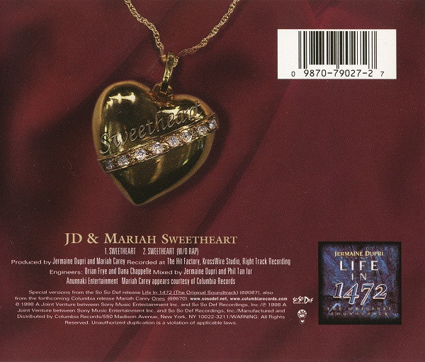 Jermaine Dupri & Mariah Carey - Sweetheart (CD) - Discogs image 2