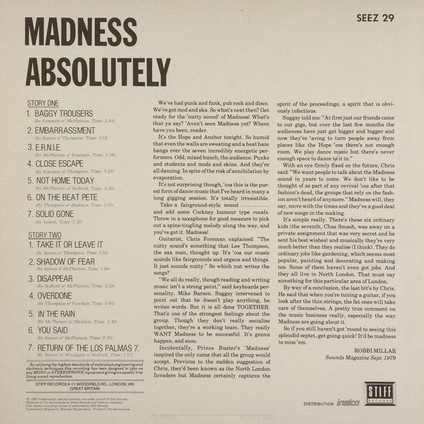 Madness - Absolutely (LP) - Discogs image 2