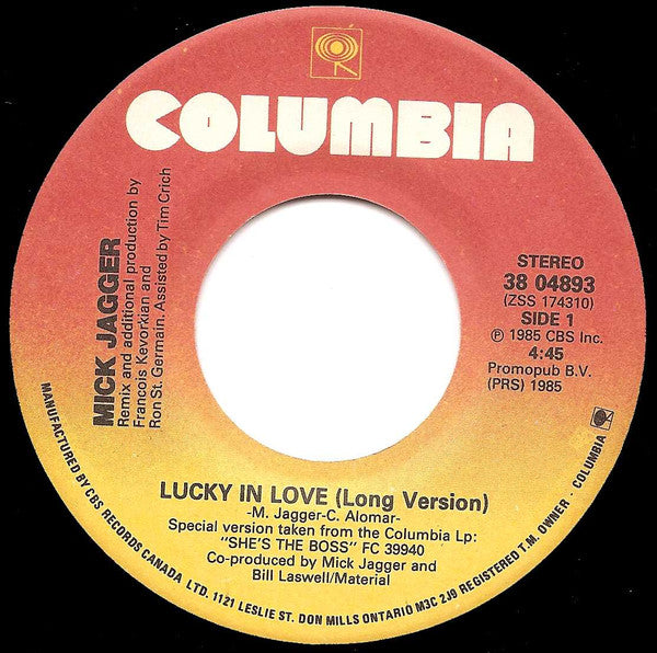 Mick Jagger - Lucky In Love (7") - Discogs image 3
