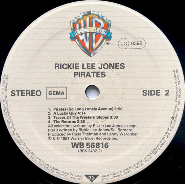 Rickie Lee Jones - Pirates (LP) - Discogs image 4