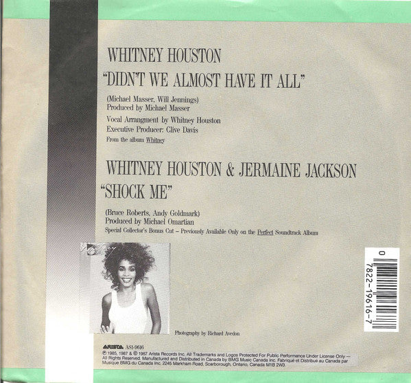 Whitney Houston - Didn't We Almost Have It All (7") - Discogs image 2