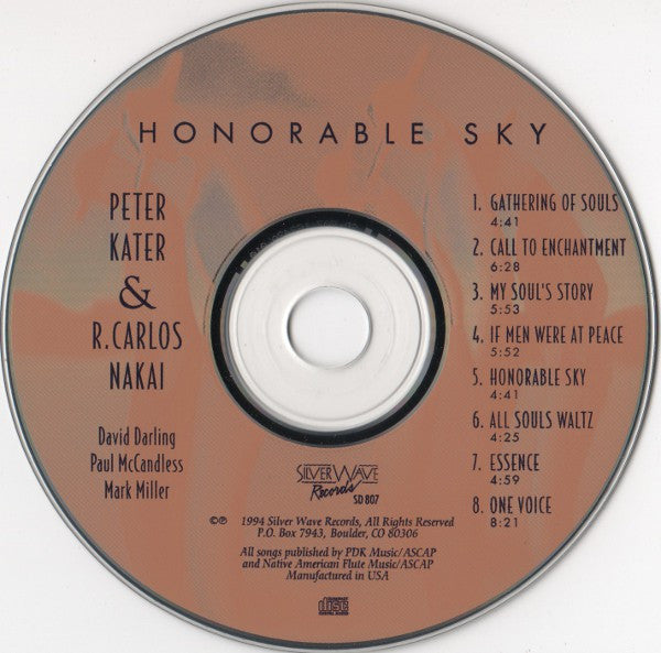 Peter Kater & R. Carlos Nakai, David Darling, Paul McCandless, Mark Miller (4) - Honorable Sky (CD) - Discogs image 3