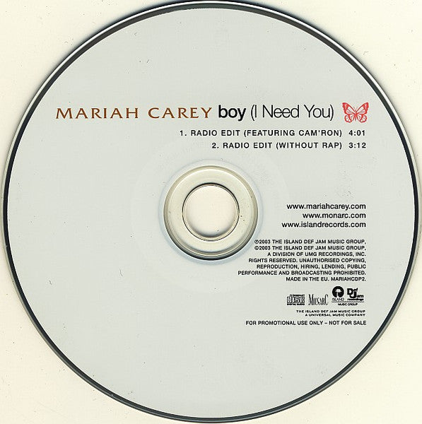 Mariah Carey - Boy (I Need You) (CD) - Discogs image 3