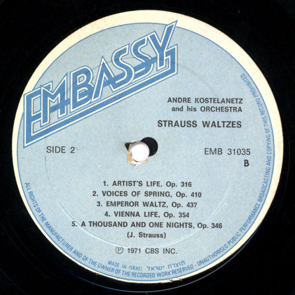 André Kostelanetz And His Orchestra - Strauss Waltzes (LP) - Discogs image 3