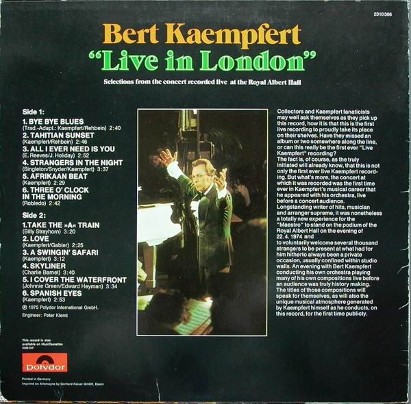 Bert Kaempfert - "Live In London" (LP) - Discogs image 2