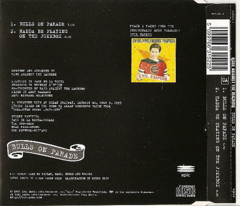 Rage Against The Machine - Bulls On Parade (CD) - Discogs image 3