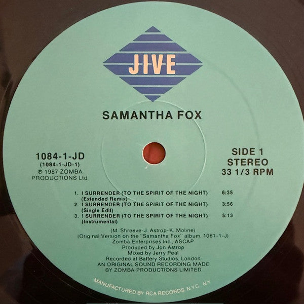 Samantha Fox - Naughty Girls (Need Love Too) / I Surrender (To The Spirit Of The Night) (12") - Discogs image 4