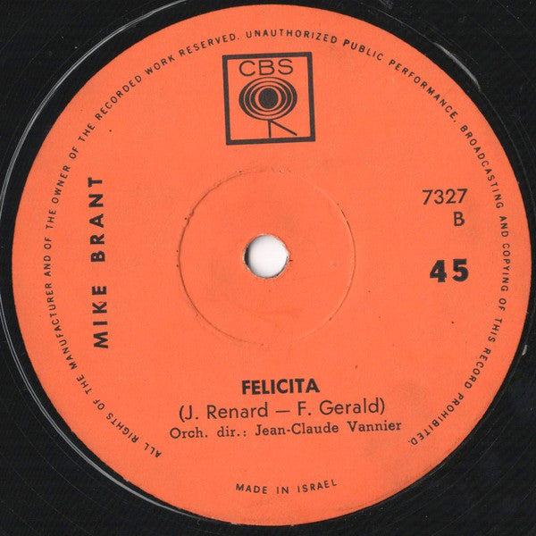 Mike Brant - À Corps Perdu / Felicita (7") - Discogs image 2