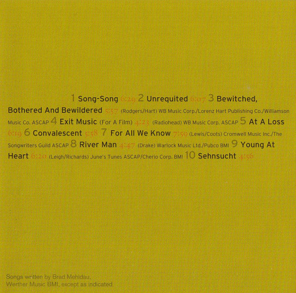 Brad Mehldau - Songs (The Art Of The Trio Volume Three) (CD) - Discogs image 5