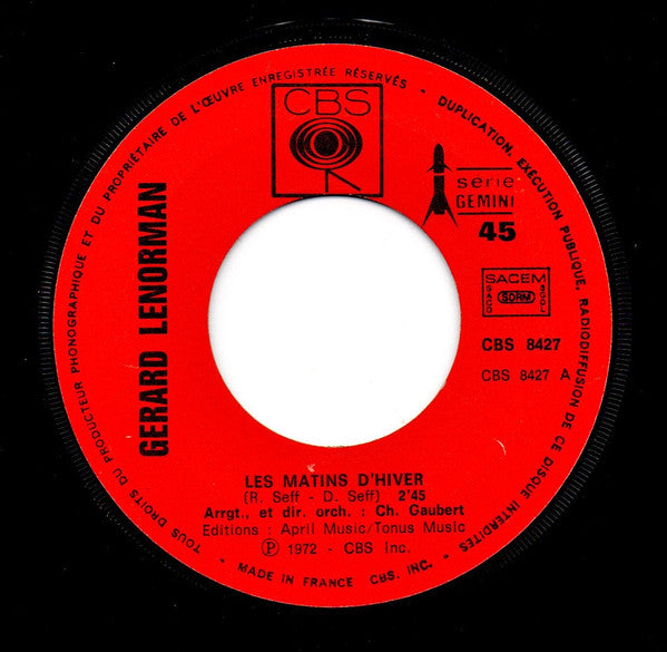 Gérard Lenorman - Les Matins D'hiver / Le Chemin (7") - Discogs image 3