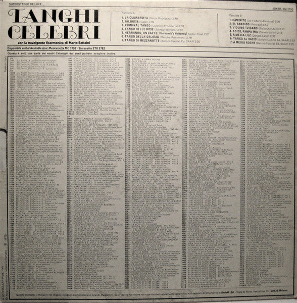 Mario Battaini - Tanghi Celebri (LP) - Discogs image 2