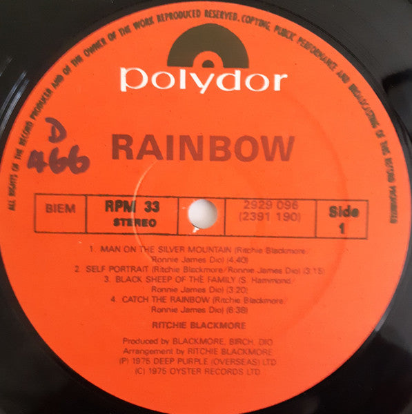 Rainbow - Ritchie Blackmore's Rainbow (LP) - Discogs image 4