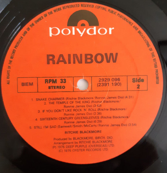 Rainbow - Ritchie Blackmore's Rainbow (LP) - Discogs image 5