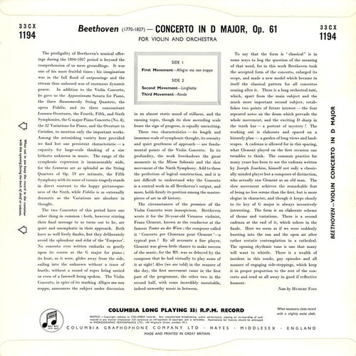 David Oistrach And The Stockholm Festival Orchestra, The Conducted By Sixten Ehrling - Beethoven Violin Concerto (LP) - Discogs image 2