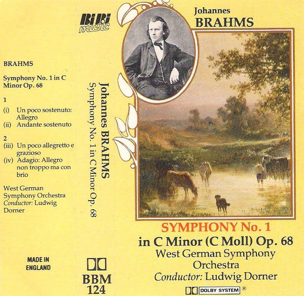 Johannes Brahms, West Germany Symphony Orchestra, Ludwig Dorner - Symphony No.1 In C Minor Op.68 (Cassette)