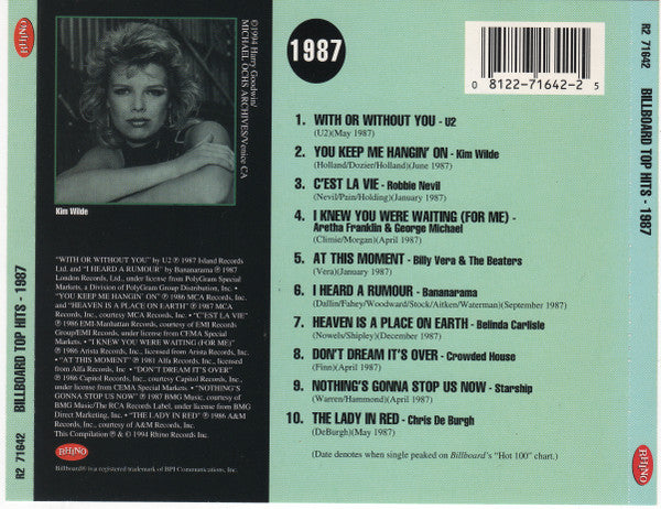 Various - Billboard Top Hits - 1987 (CD) - Discogs image 2