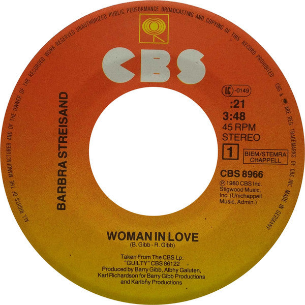 Barbra Streisand - Woman In Love (7") - Discogs image 3