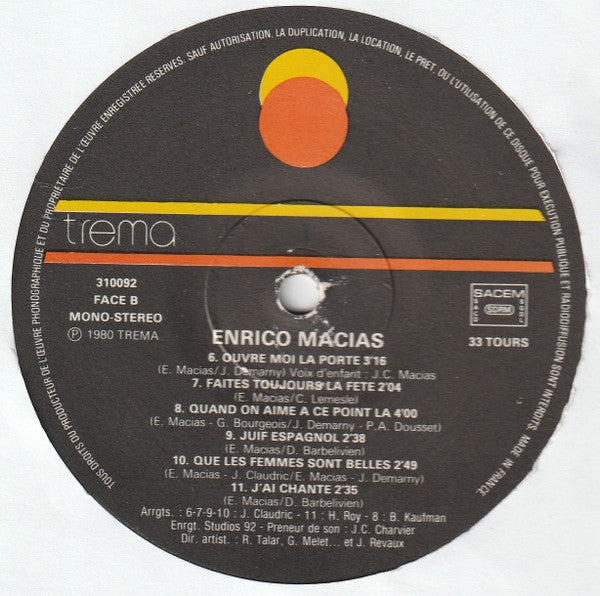 Enrico Macias - Enrico Macias (LP) - Discogs image 4