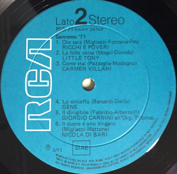 Various - Sanremo 71 (LP) - Discogs image 4