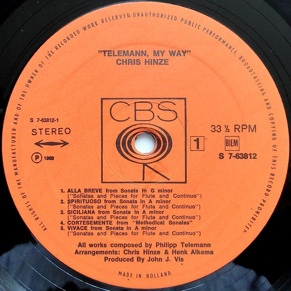Chris Hinze - Telemann - My Way (LP) - Discogs image 3