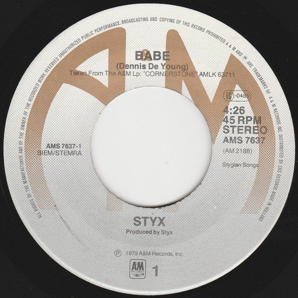Styx - Babe (7") - Discogs image 3